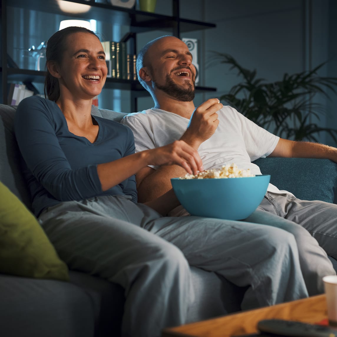a couple watching tv