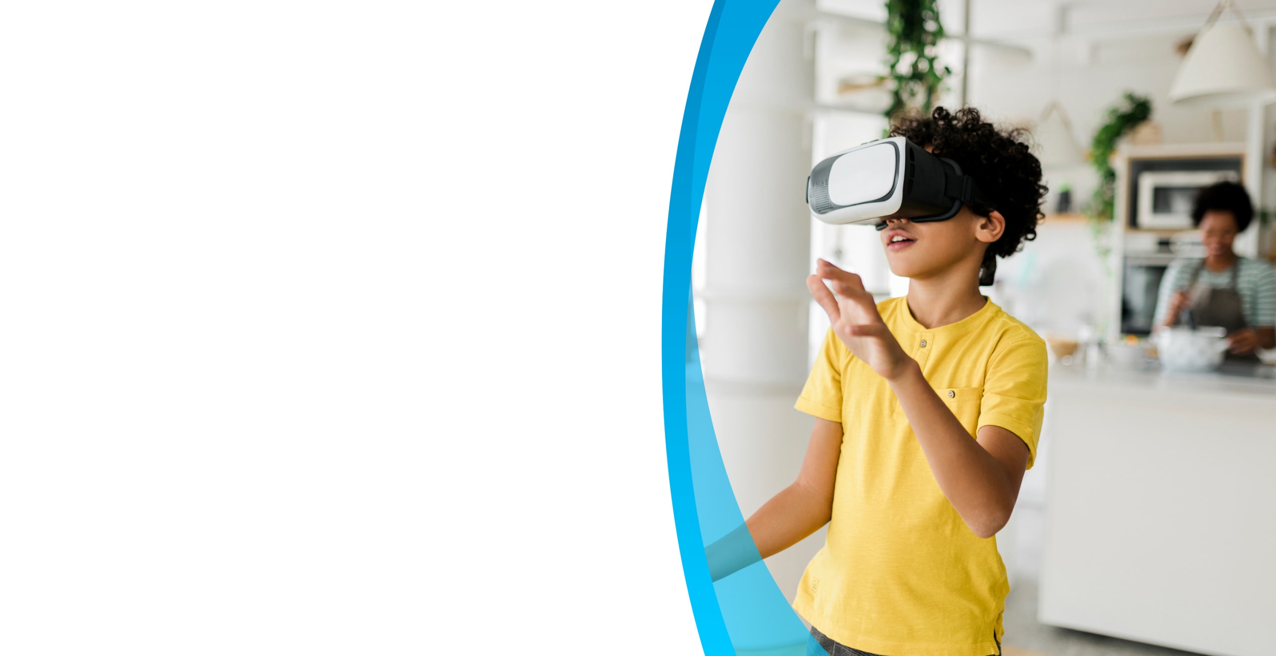 Boy using VR goggles