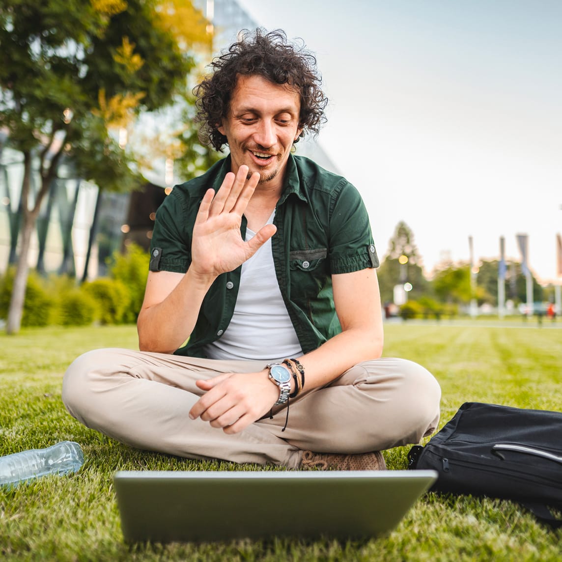Man talking on a video call