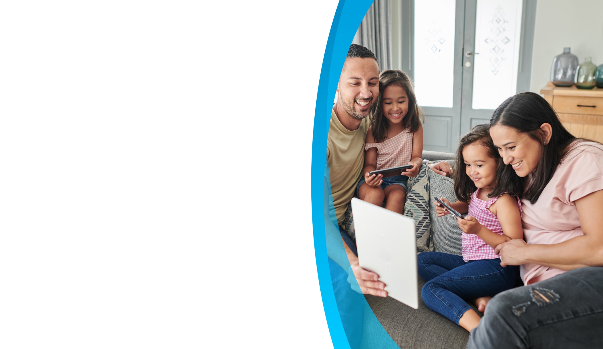 young family using a digital tablet